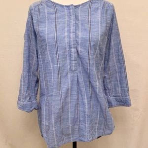 NINE WEST Tunic Top Blue Chambray Womens Size Large
